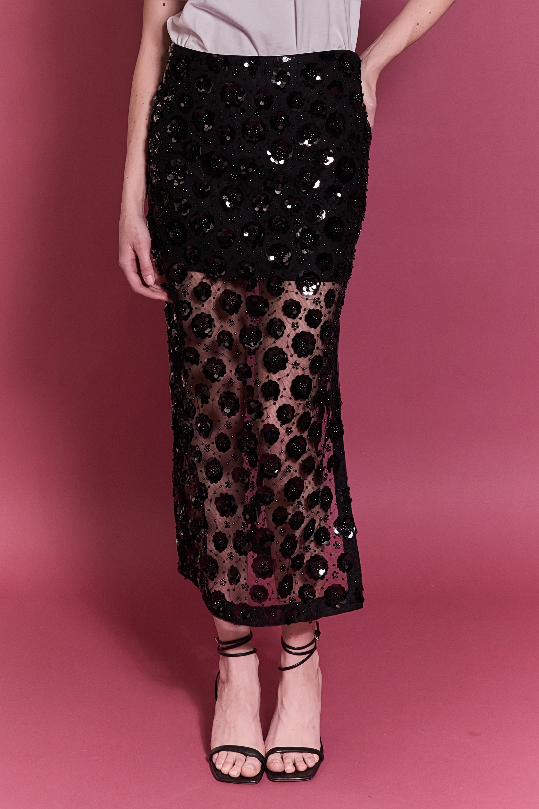 スカート overdue flair 25FW /FLOWER SEQUIN SKIRT 0093_07651732_0499