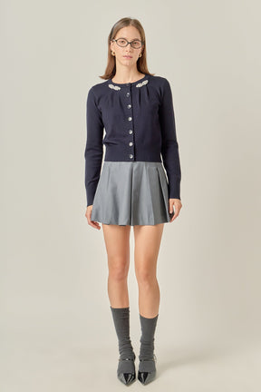 Pearl and Rhinestone Accent Cardigan