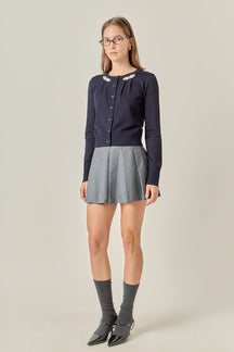 Pearl and Rhinestone Accent Cardigan