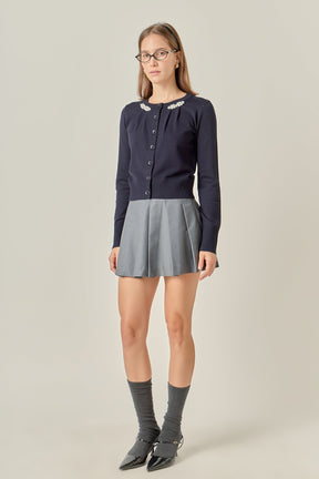 Pearl and Rhinestone Accent Cardigan