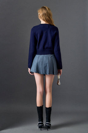 ENGLISH FACTORY - Pearl and Rhinestone Accent Cardigan - SWEATERS & KNITS available at Objectrare