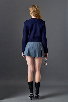 ENGLISH FACTORY - Pearl and Rhinestone Accent Cardigan - SWEATERS & KNITS available at Objectrare