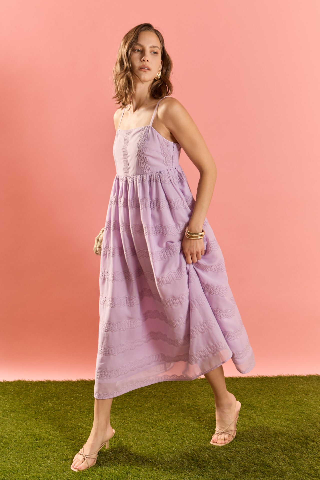 ENGLISH FACTORY - Embroidered Chiffon Sleeveless Midi Dress - DRESSES available at Objectrare