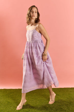 ENGLISH FACTORY - Embroidered Chiffon Sleeveless Midi Dress - DRESSES available at Objectrare
