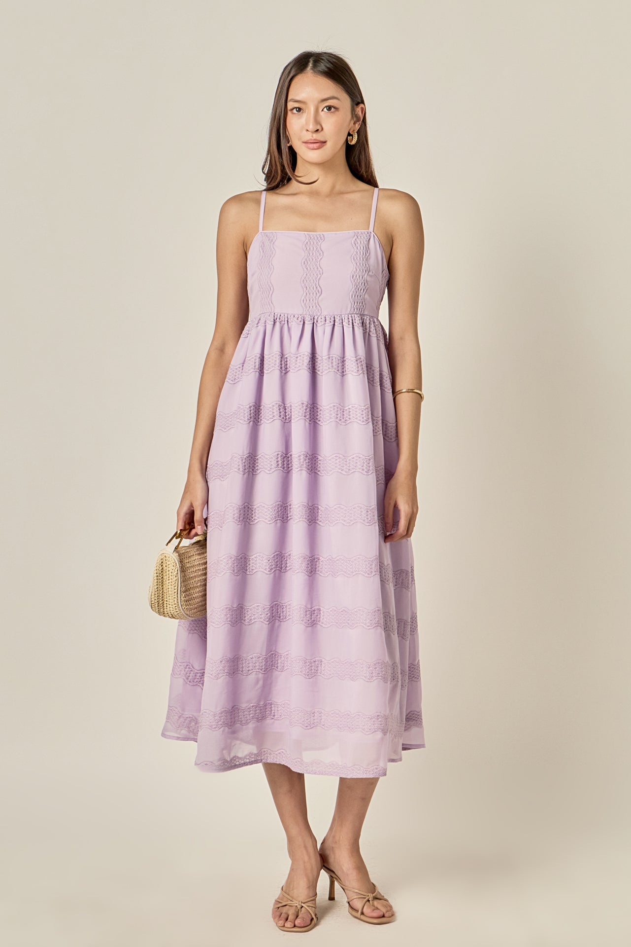 ENGLISH FACTORY - Embroidered Chiffon Sleeveless Midi Dress - DRESSES available at Objectrare