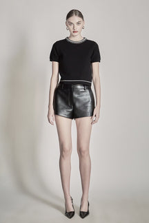 ENDLESS ROSE - Jade Leather Shorts - SHORTS available at Objectrare