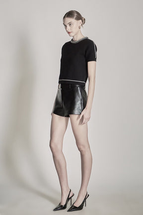 ENDLESS ROSE - Jade Leather Shorts - SHORTS available at Objectrare