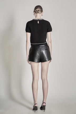 ENDLESS ROSE - Jade Leather Shorts - SHORTS available at Objectrare
