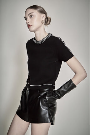 ENDLESS ROSE - Jade Leather Shorts - SHORTS available at Objectrare