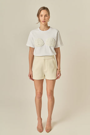 ENGLISH FACTORY - Pearl Seashell T-Shirt - TOPS available at Objectrare