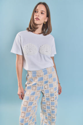 ENGLISH FACTORY - Pearl Seashell T-Shirt - TOPS available at Objectrare