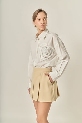 ENGLISH FACTORY - Pearl Heart Button Up Shirt - SHIRTS & BLOUSES available at Objectrare