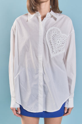 ENGLISH FACTORY - Pearl Heart Button Up Shirt - SHIRTS & BLOUSES available at Objectrare
