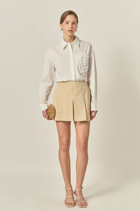 ENGLISH FACTORY - Pearl Heart Button Up Shirt - SHIRTS & BLOUSES available at Objectrare