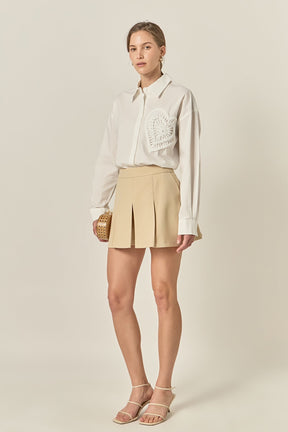 ENGLISH FACTORY - Pearl Heart Button Up Shirt - SHIRTS & BLOUSES available at Objectrare