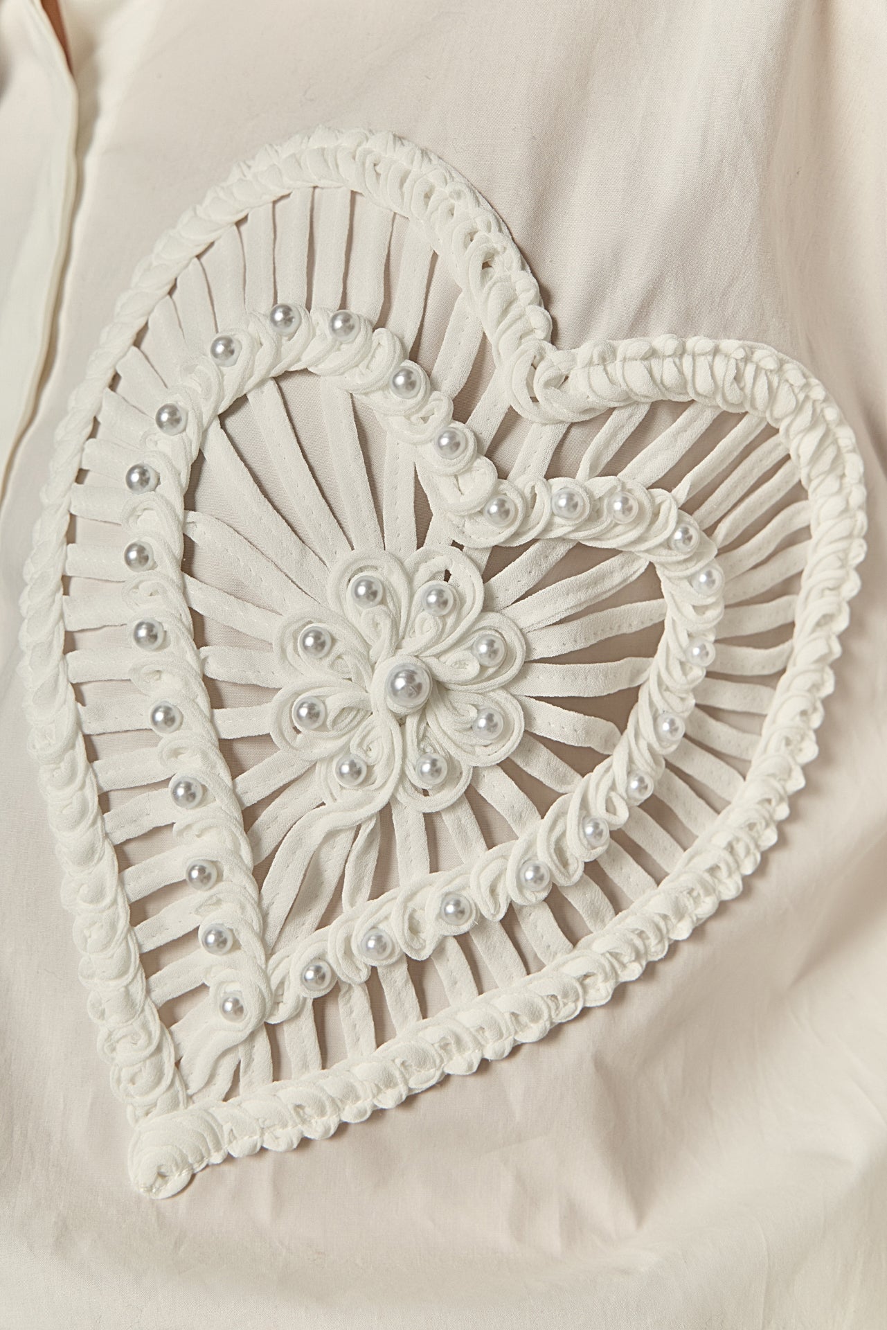 ENGLISH FACTORY - Pearl Heart Button Up Shirt - SHIRTS & BLOUSES available at Objectrare