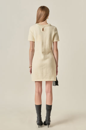 The Pearl Embellished Knit Mini Dress