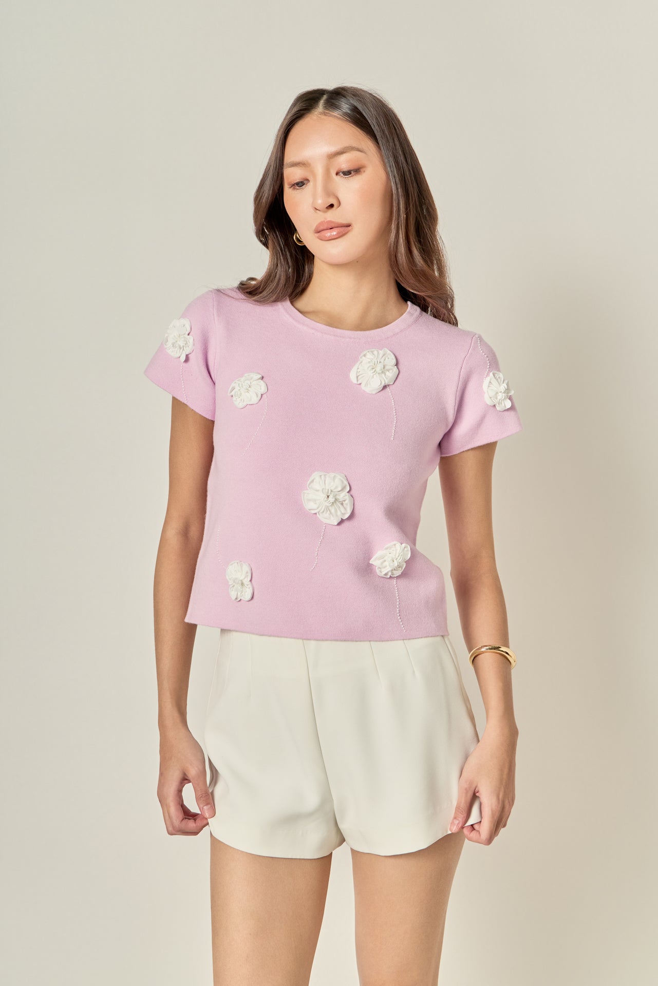 ENGLISH FACTORY - 3D Flower Knit Top - TOPS available at Objectrare