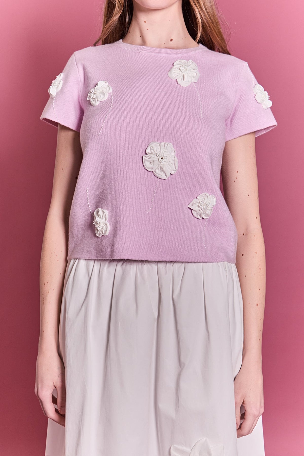 ENGLISH FACTORY - 3D Flower Knit Top - TOPS available at Objectrare