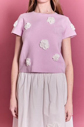 ENGLISH FACTORY - 3D Flower Knit Top - TOPS available at Objectrare