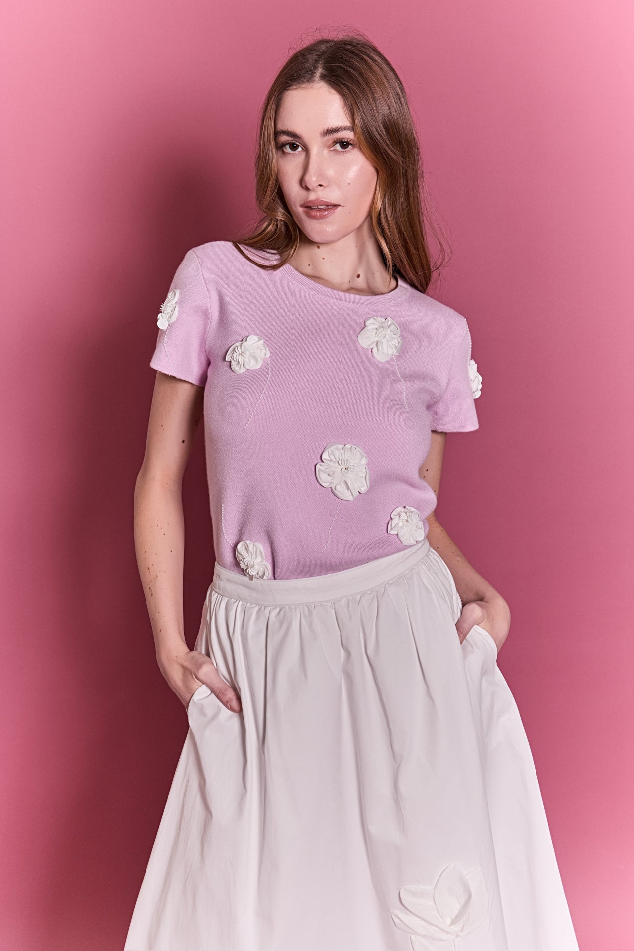 ENGLISH FACTORY - 3D Flower Knit Top - TOPS available at Objectrare