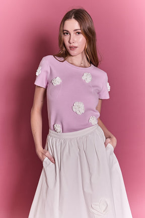 ENGLISH FACTORY - 3D Flower Knit Top - TOPS available at Objectrare