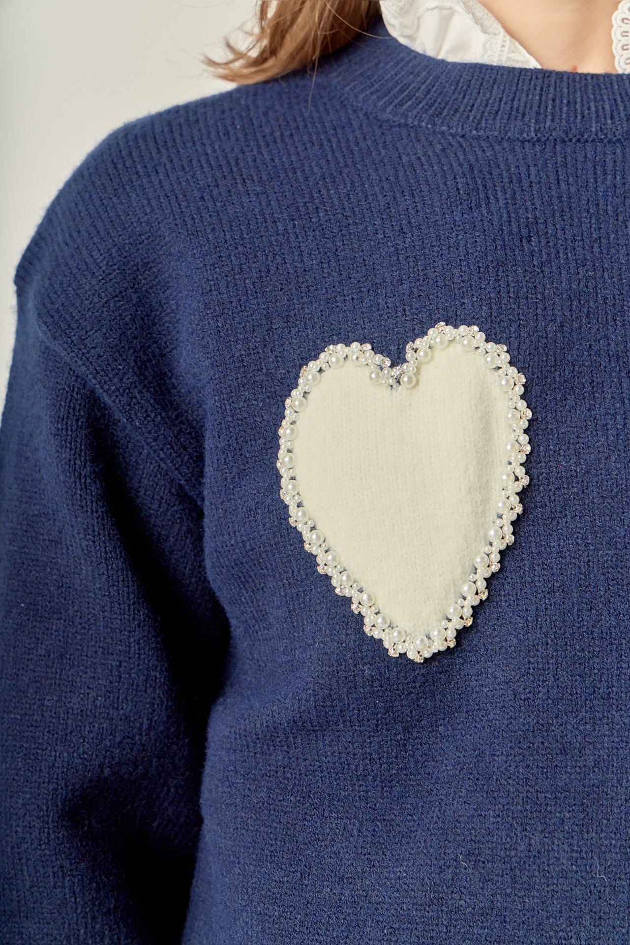 ENGLISH FACTORY - Pearl Heart Sweater - SWEATERS & KNITS available at Objectrare