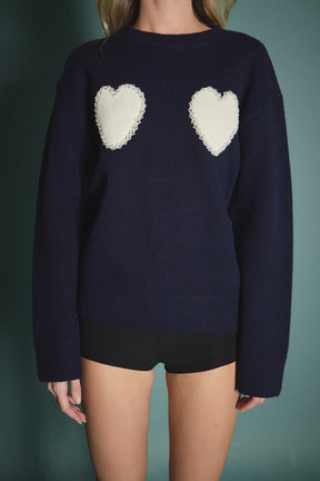 ENGLISH FACTORY - Pearl Heart Sweater - SWEATERS & KNITS available at Objectrare