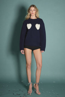 ENGLISH FACTORY - Pearl Heart Sweater - SWEATERS & KNITS available at Objectrare