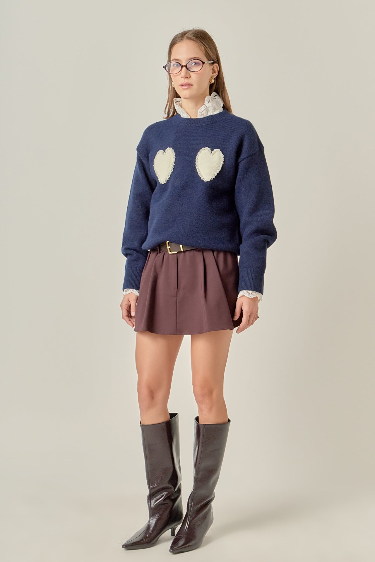 ENGLISH FACTORY - Pearl Heart Sweater - SWEATERS & KNITS available at Objectrare