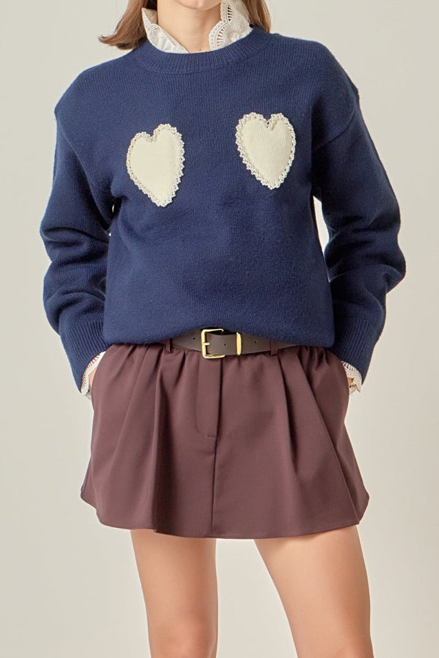 ENGLISH FACTORY - Pearl Heart Sweater - SWEATERS & KNITS available at Objectrare