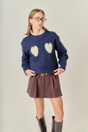 ENGLISH FACTORY - Pearl Heart Sweater - SWEATERS & KNITS available at Objectrare