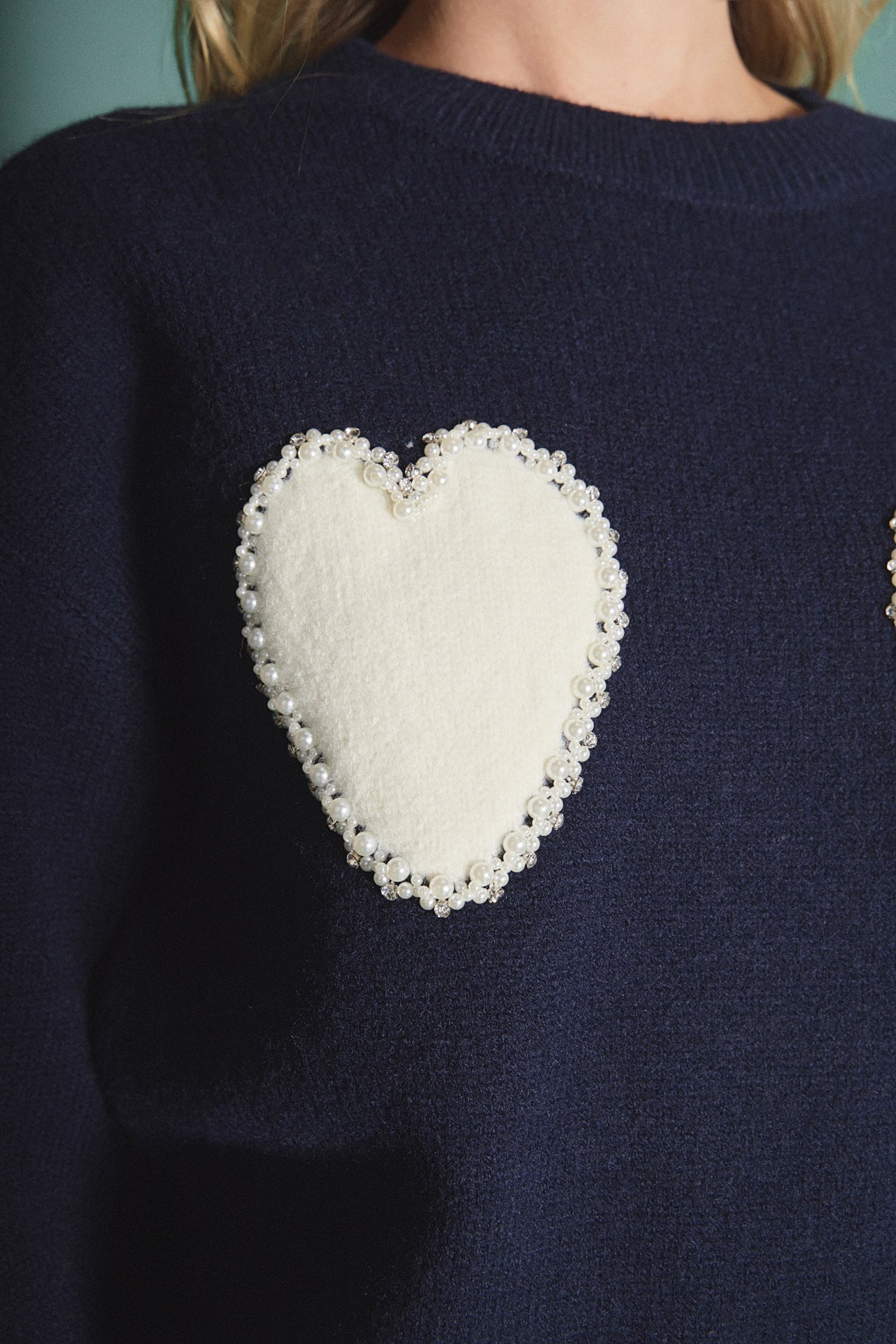 ENGLISH FACTORY - Pearl Heart Sweater - SWEATERS & KNITS available at Objectrare