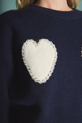 ENGLISH FACTORY - Pearl Heart Sweater - SWEATERS & KNITS available at Objectrare
