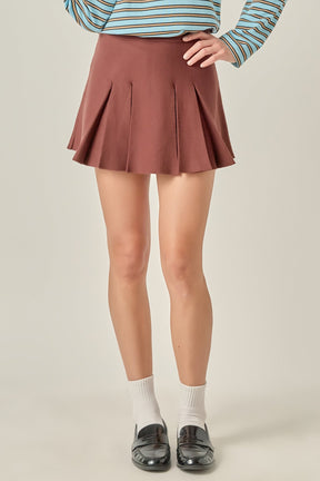 Pleated Knit Mini Skirt