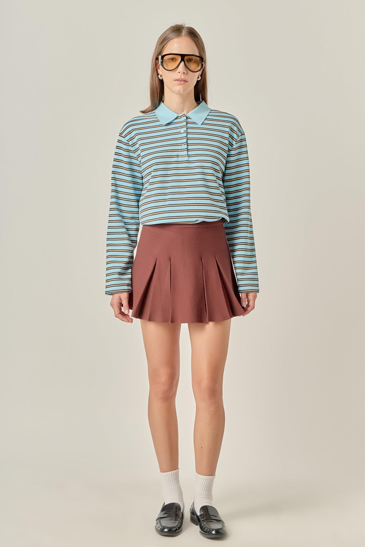 Pleated Knit Mini Skirt