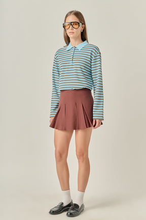 Pleated Knit Mini Skirt