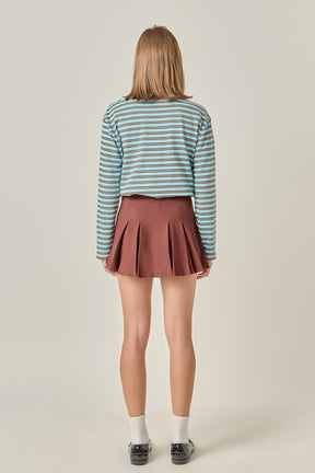 Pleated Knit Mini Skirt