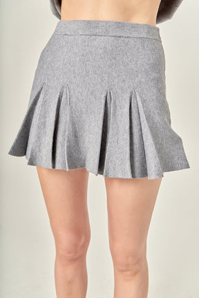Pleated Knit Mini Skirt