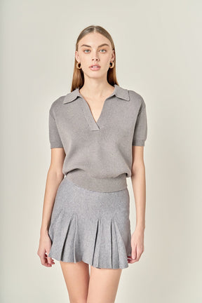 Pleated Knit Mini Skirt