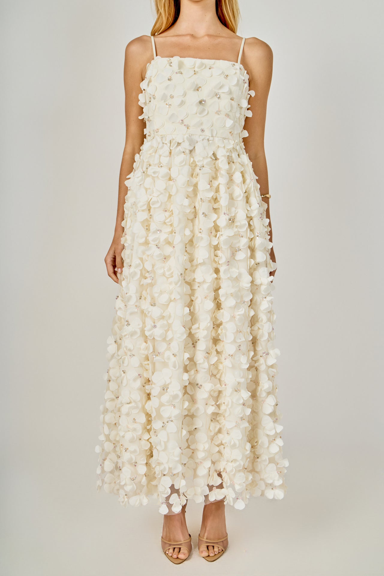 ENDLESS ROSE - 3D Floral Sleeveless Midi Dress - DRESSES available at Objectrare