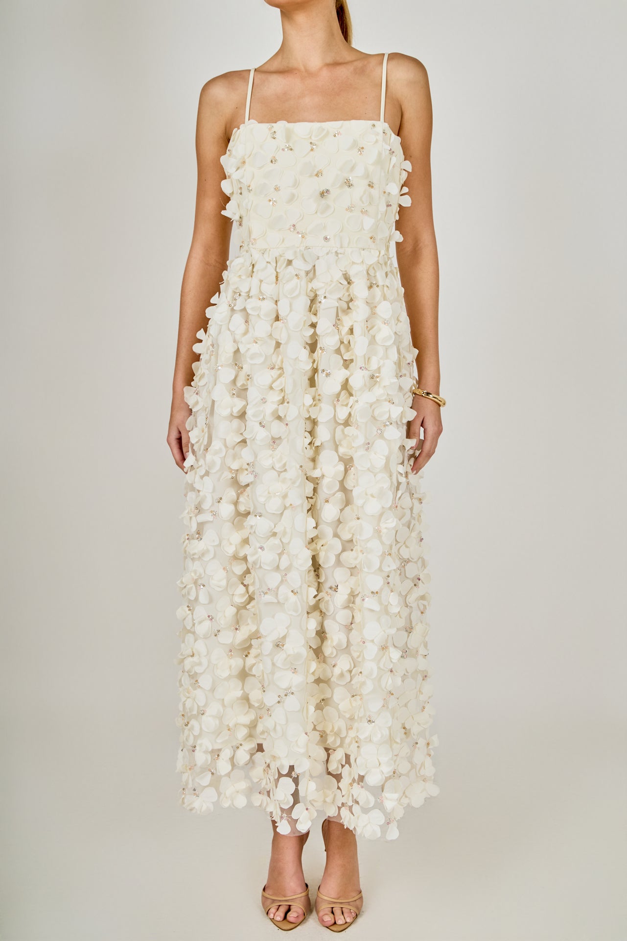 ENDLESS ROSE - 3D Floral Sleeveless Midi Dress - DRESSES available at Objectrare