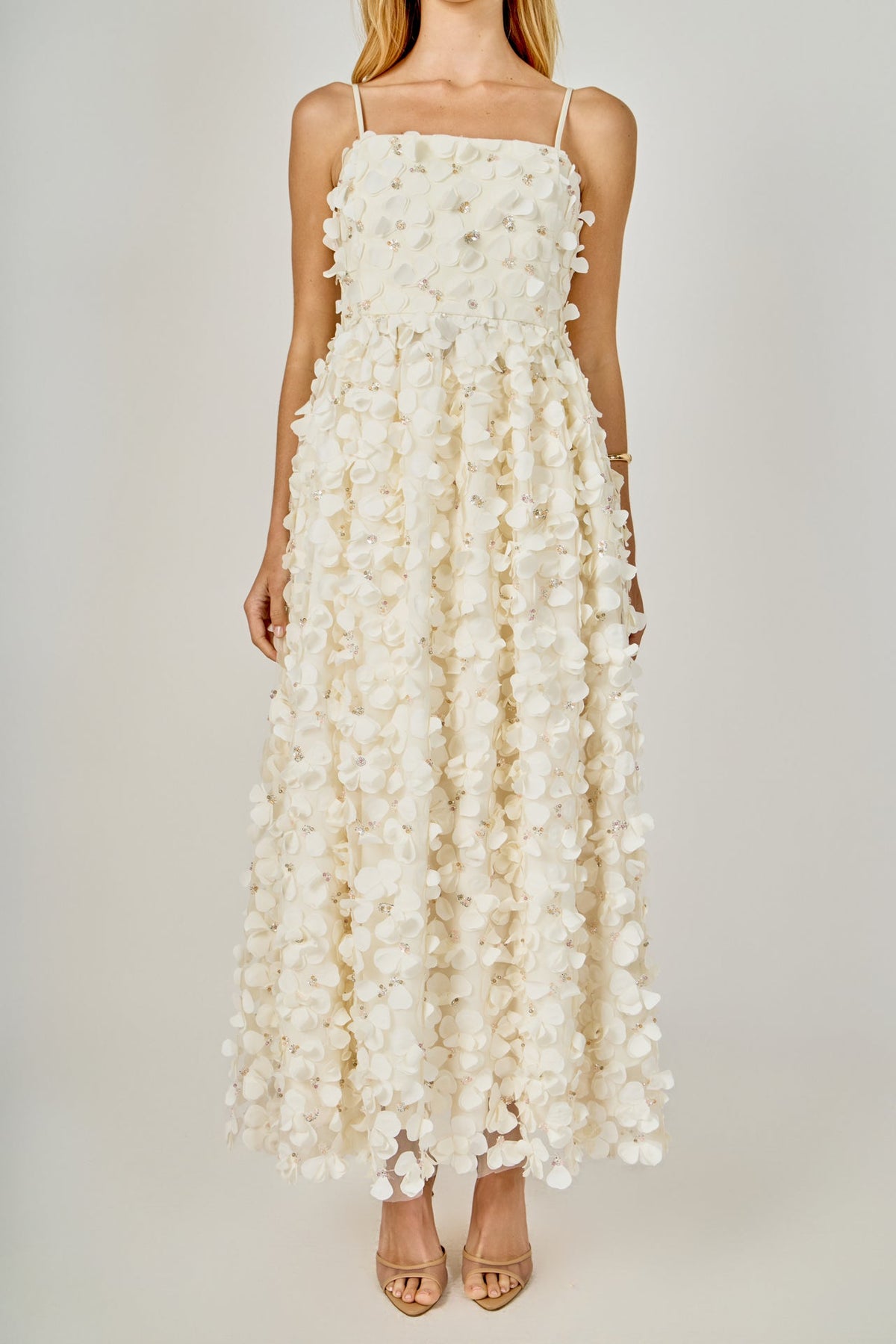3D Floral Sleeveless Midi Dress