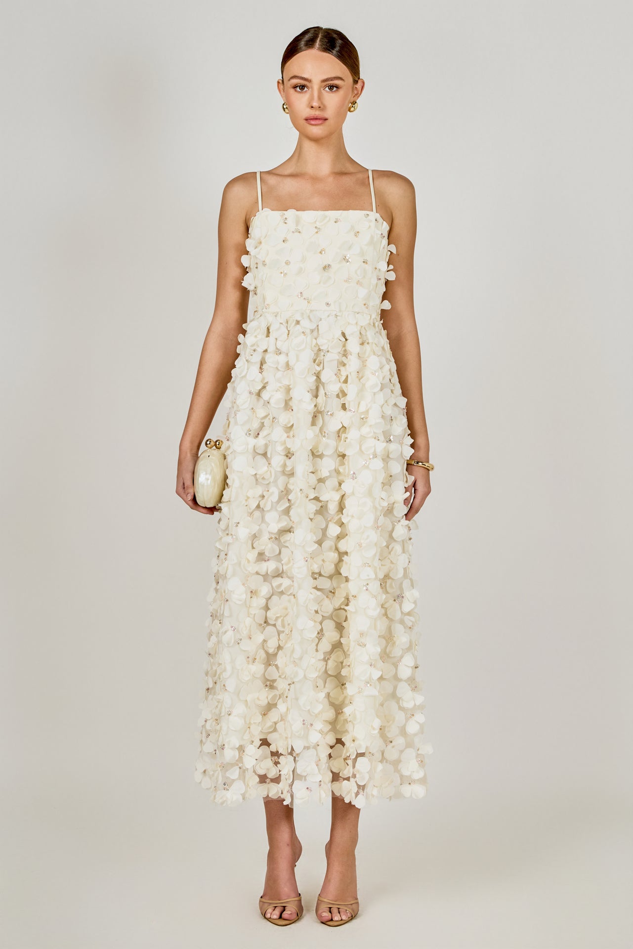 ENDLESS ROSE - 3D Floral Sleeveless Midi Dress - DRESSES available at Objectrare