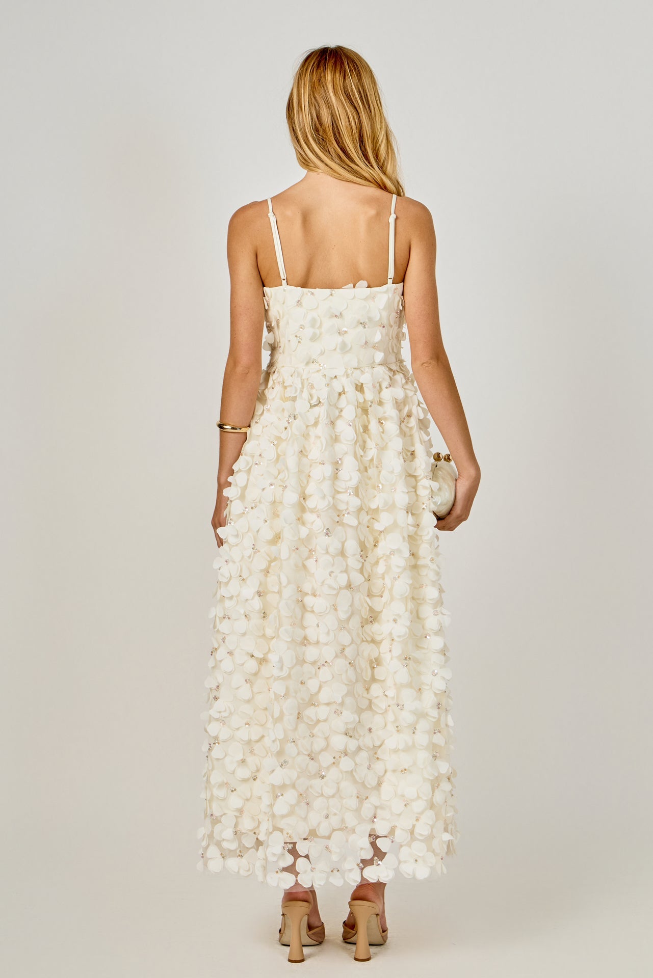 Endless Rose - 3D Floral Sleeveless Midi Dress OFF White / M Endless Rose - 3D Floral Sleeveless Midi Dress OFF White / M