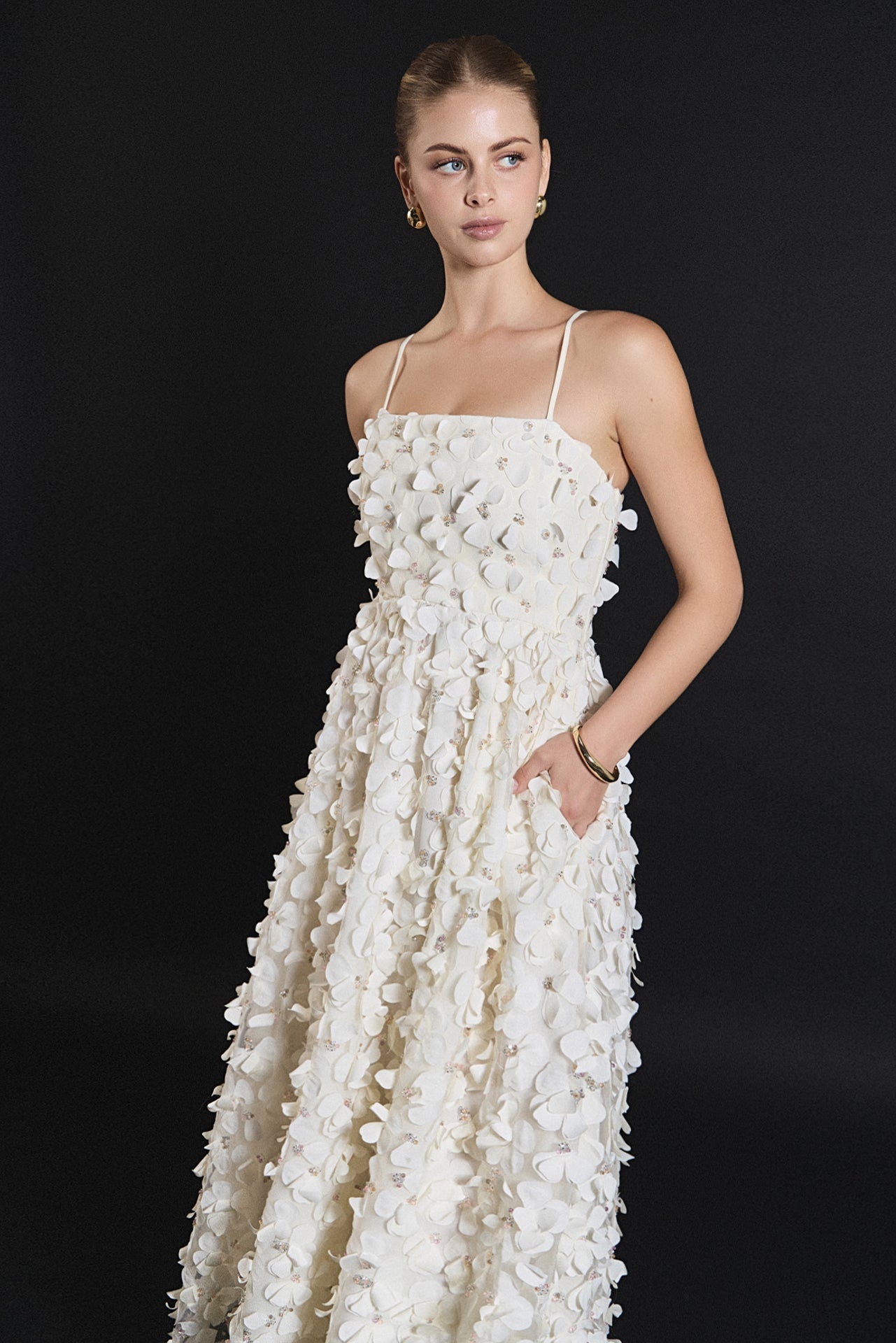 ENDLESS ROSE - 3D Floral Sleeveless Midi Dress - DRESSES available at Objectrare
