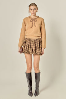 ENGLISH FACTORY - Sheer Floral Bow Trim Sweater - SWEATERS & KNITS available at Objectrare