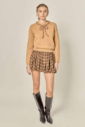 ENGLISH FACTORY - Sheer Floral Bow Trim Sweater - SWEATERS & KNITS available at Objectrare