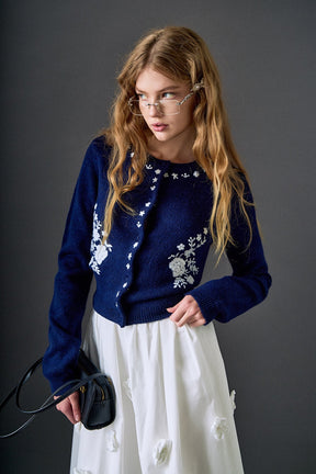 ENGLISH FACTORY - Floral Embroidery Cardigan - SWEATERS & KNITS available at Objectrare