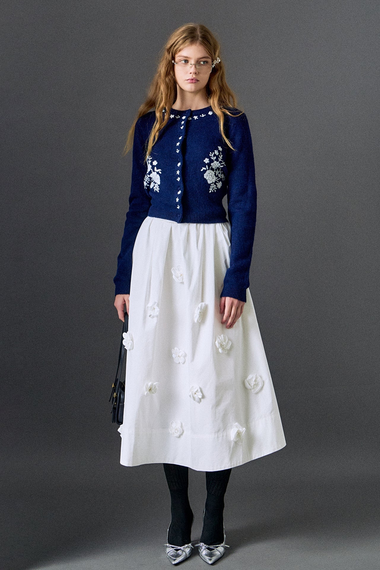 ENGLISH FACTORY - 3D Flower Midi Skirt - SKIRTS available at Objectrare